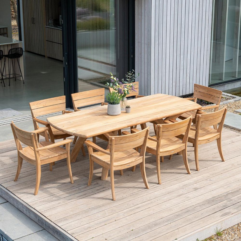 alexander rose sorrento teak dining set 8 seater without seat pad view