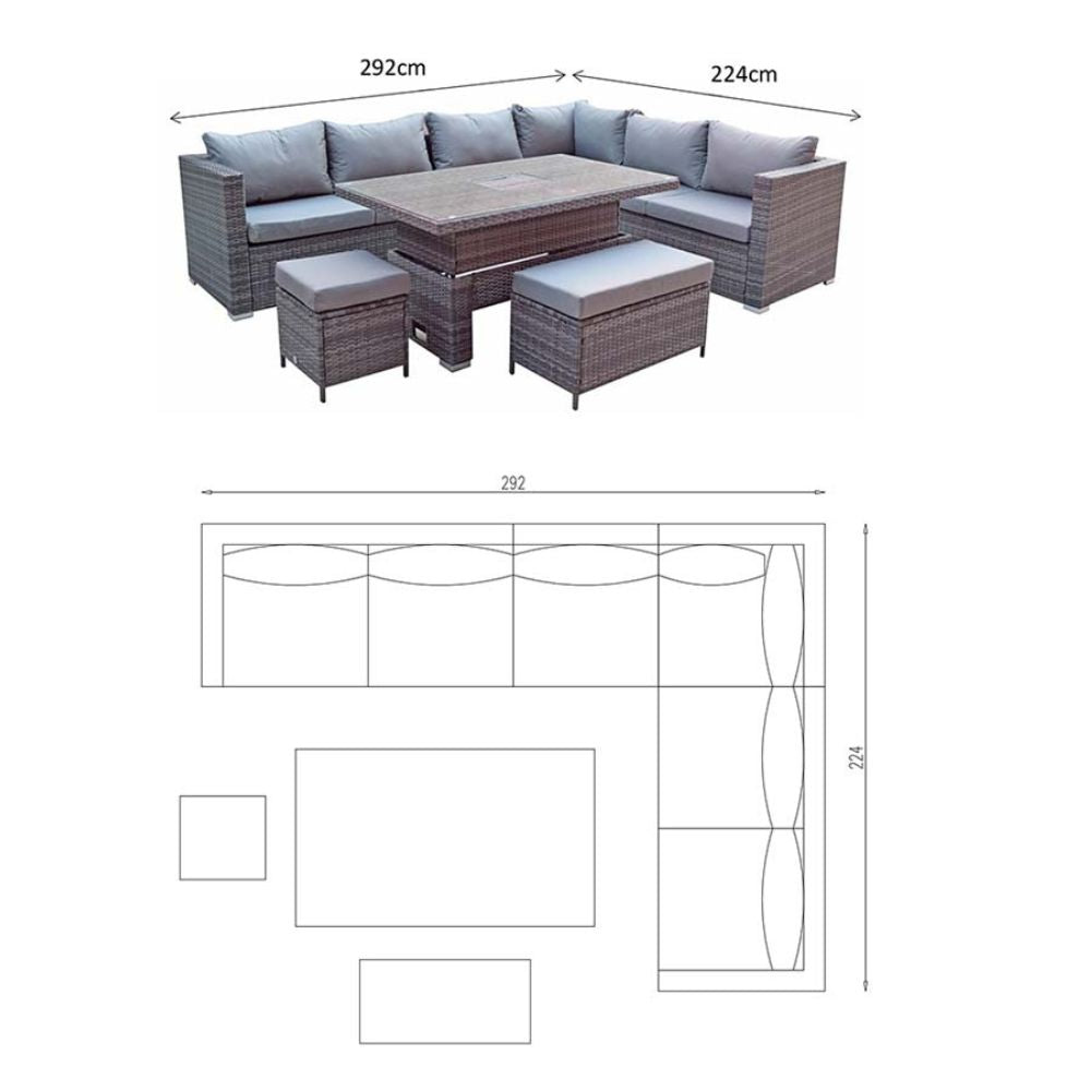 Catalina Modular Corner Dining Sofa Set With HPL Top