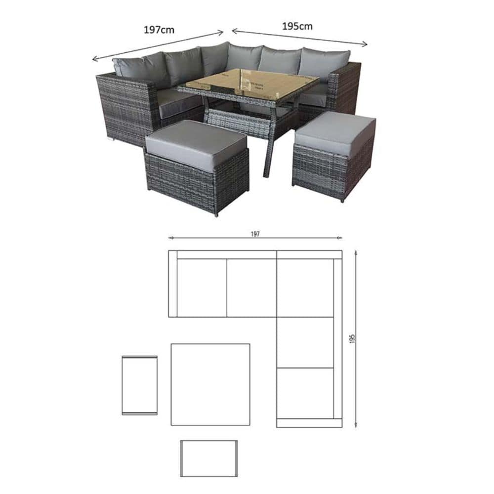 Georgia Firepit Corner Dining Sofa Set In Nature Brown