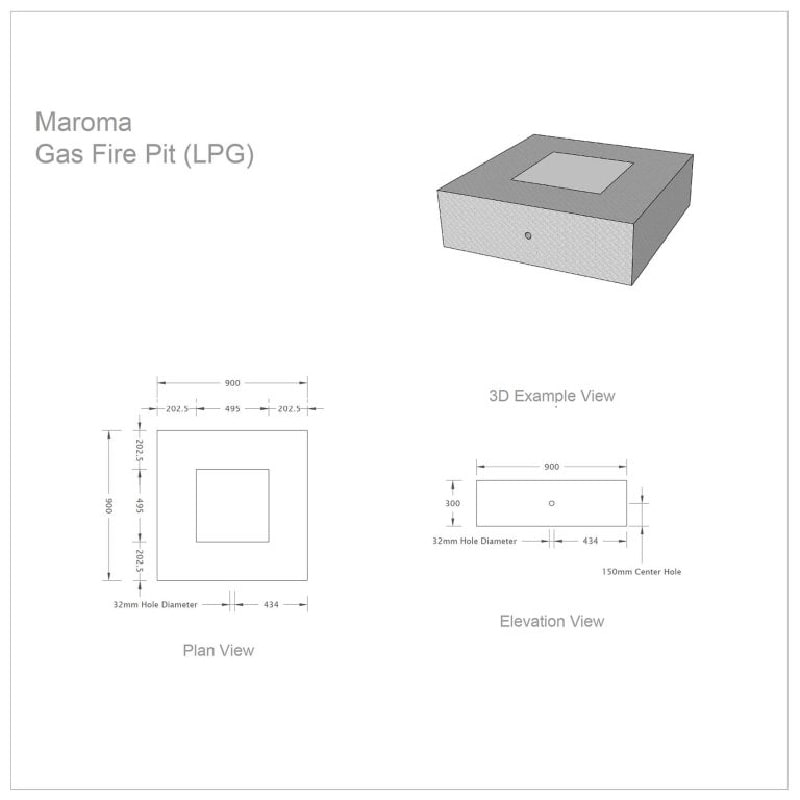 maroma gas fire pit technical drawings