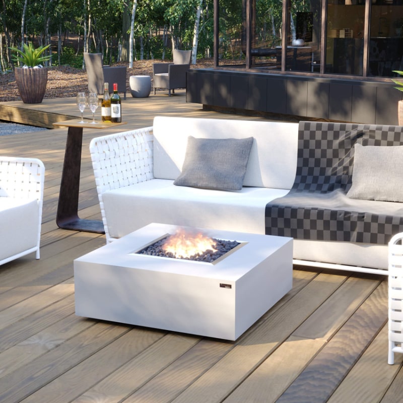 maroma gas fire pit in white lifestyle image