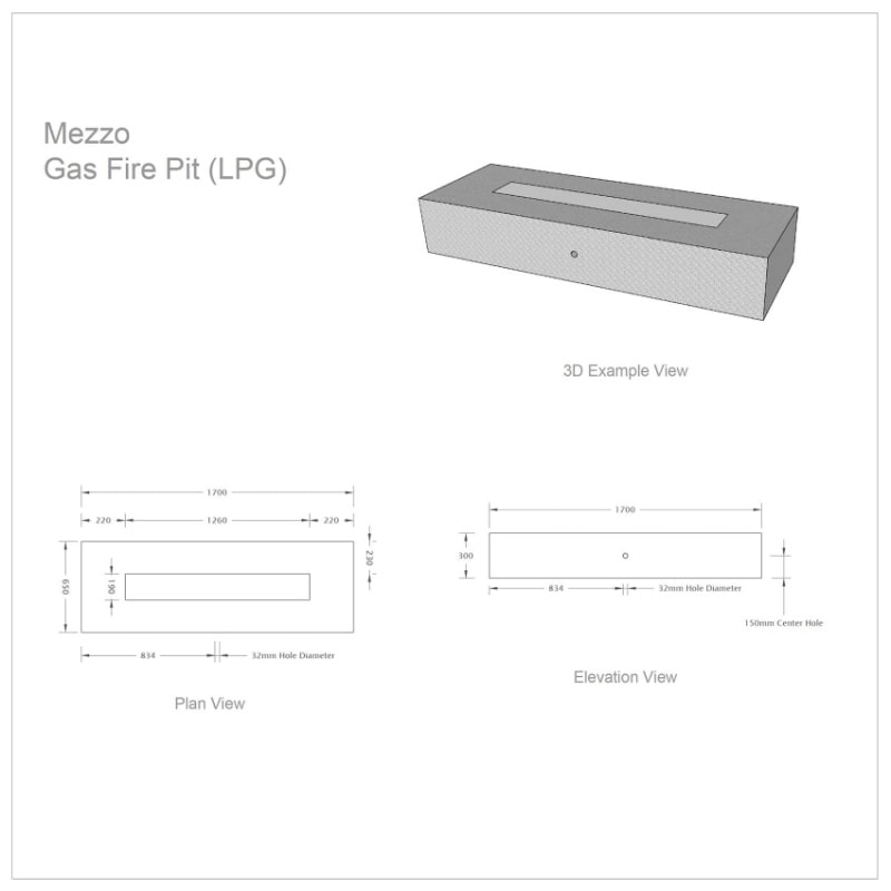 mezzo gas fire pit technical drawings