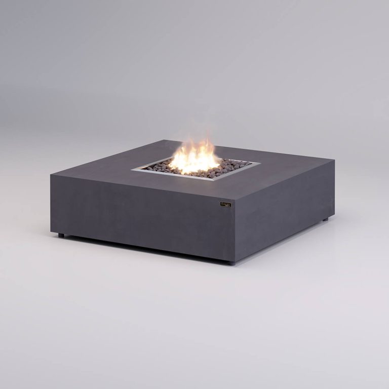 Monte Gas Fire Pit in Grey Side View
