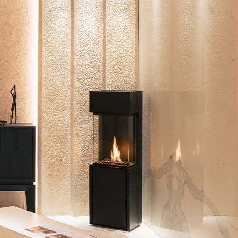 Planika Arcticon Bioethanol Freestanding Fireplace lifestyle in corner view