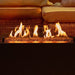 planika rio outdoor fireplace night time flame close up view