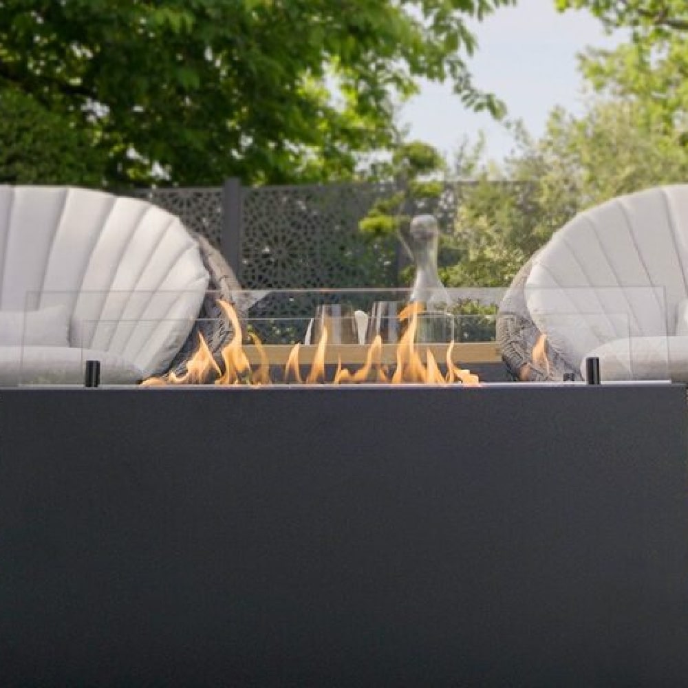 planika rio outdoor fireplace below view of flame