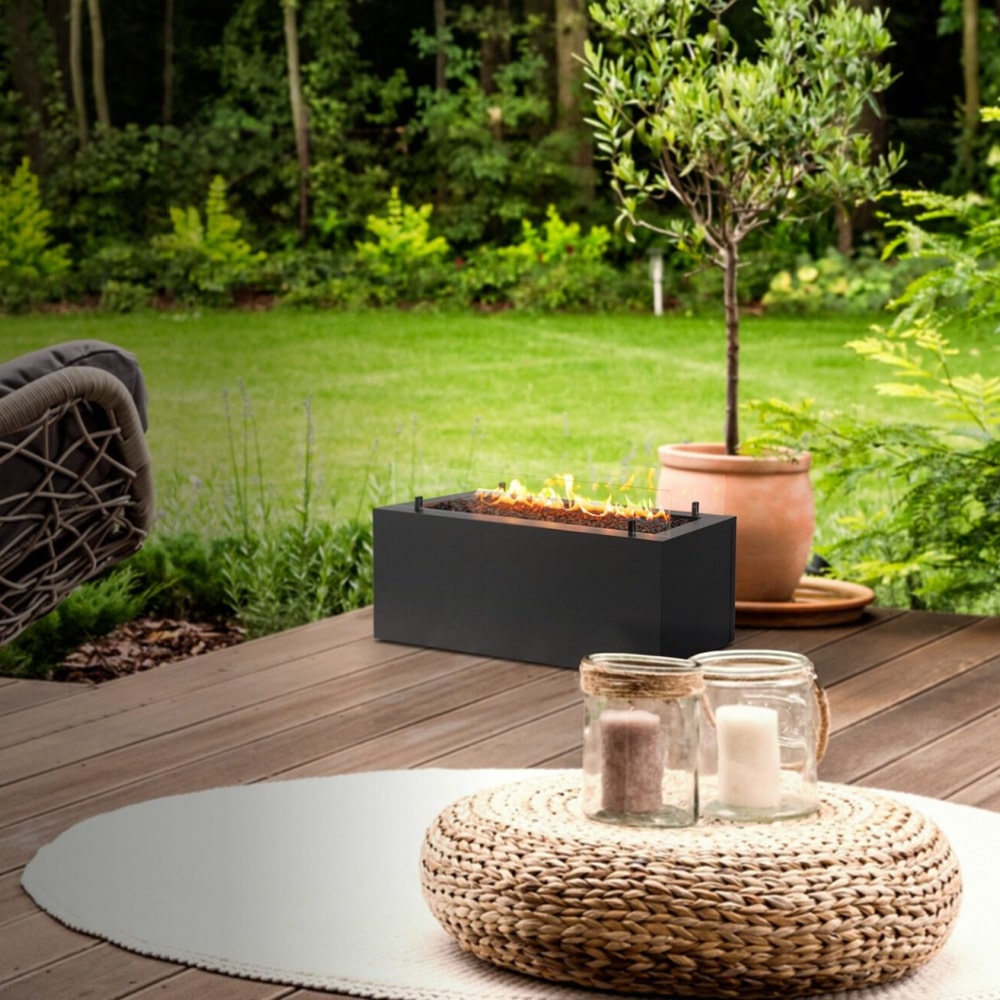 planika rio outdoor fireplace garden decking view