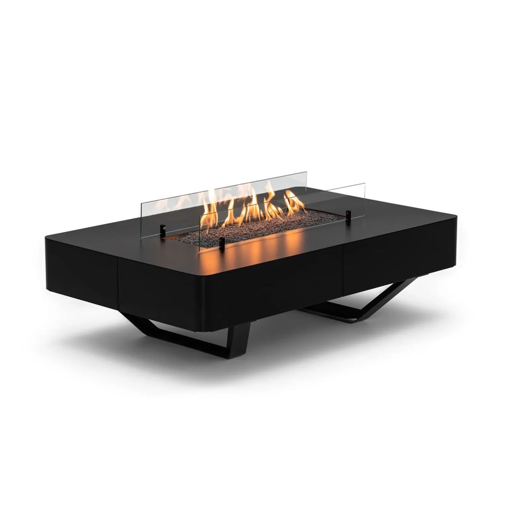 planika rio table outdoor gas fireplace side view white background view