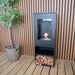 scandiflames cheyenne freestanding bioethanol stove lifestyle on decking view