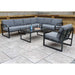 alarna corner sofa set in grey drinks and snack coffee table