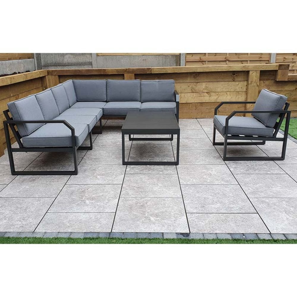 alarna corner sofa set in grey left side view