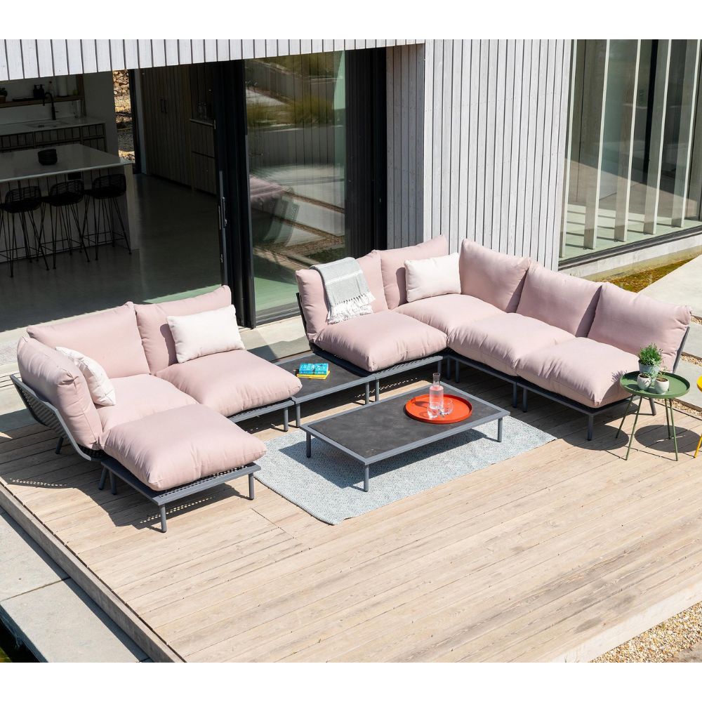 alexander rose beach sofa set 7 piece with side table and coffee table view