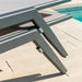 alexander rose rimini adjustable stacking sling sunbed leg close up view