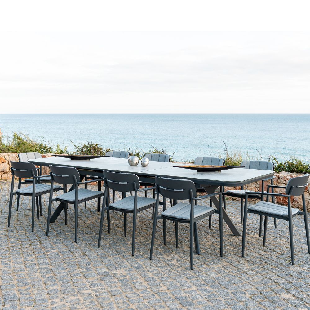 alexander rose rimini aluminium dining set  10 seater extendable table view