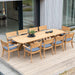 alexander rose sorrento teak dining set 10 seater on patio deck view