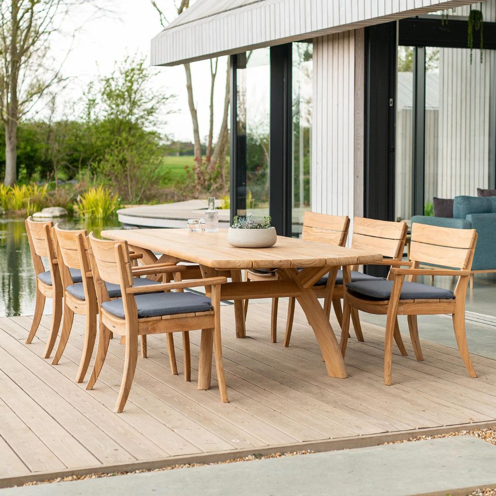 alexander rose sorrento teak dining set 6 seater with cushions view