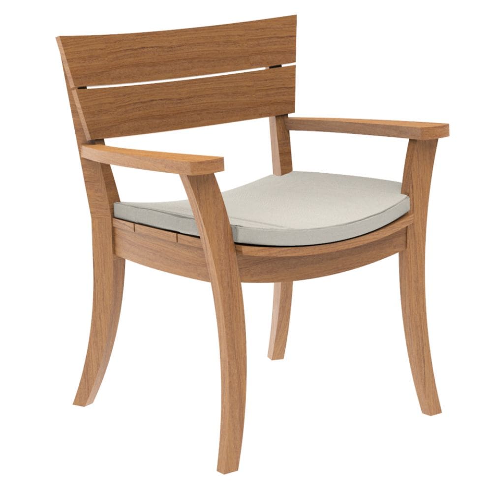 alexander rose sorrento teak dining set armchair with seat pad close up view