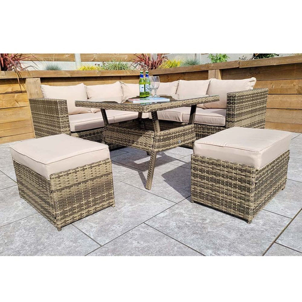 Georgia Rattan Corner Dining Set Mixed Brown