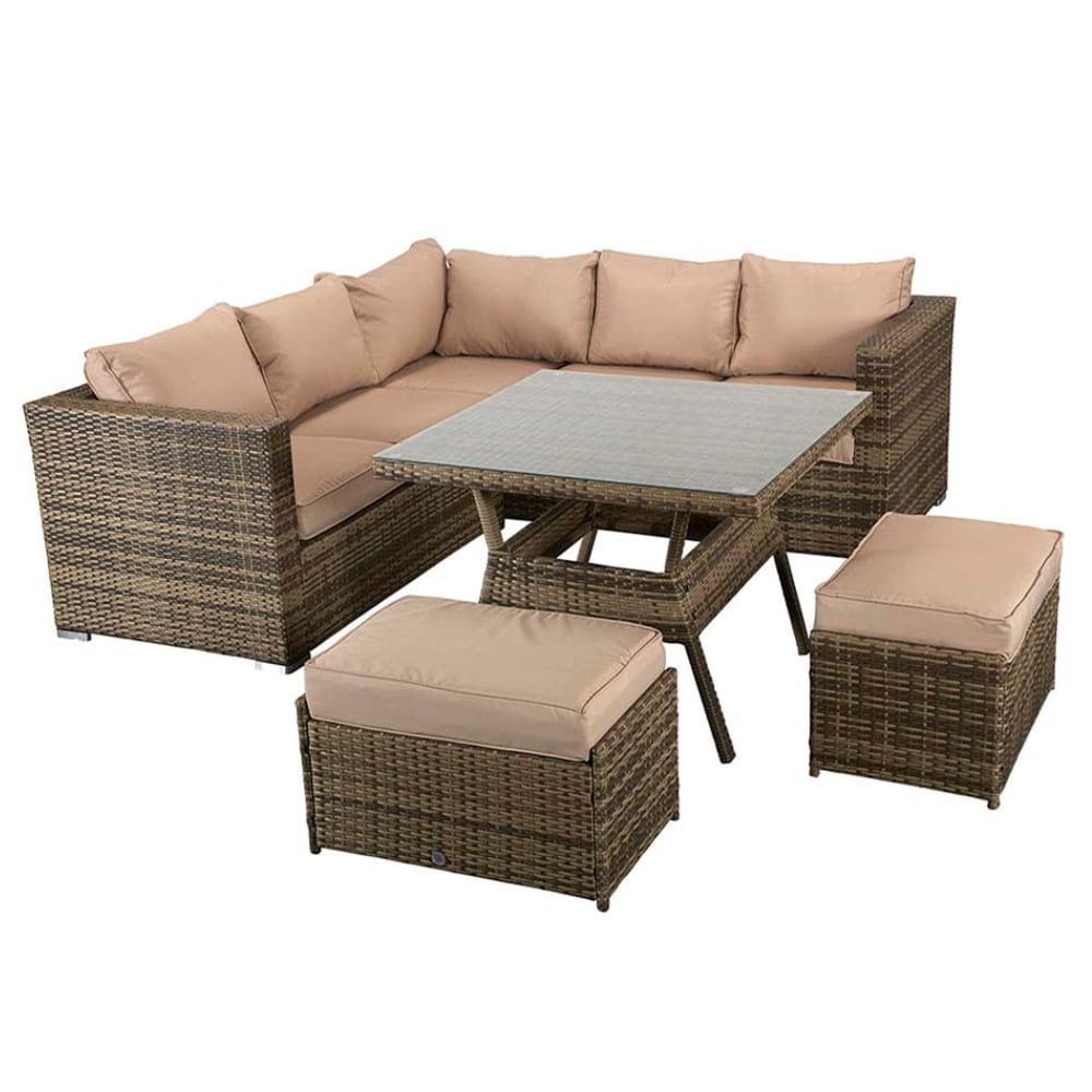 Georgia Rattan Corner Dining Set Mixed Brown