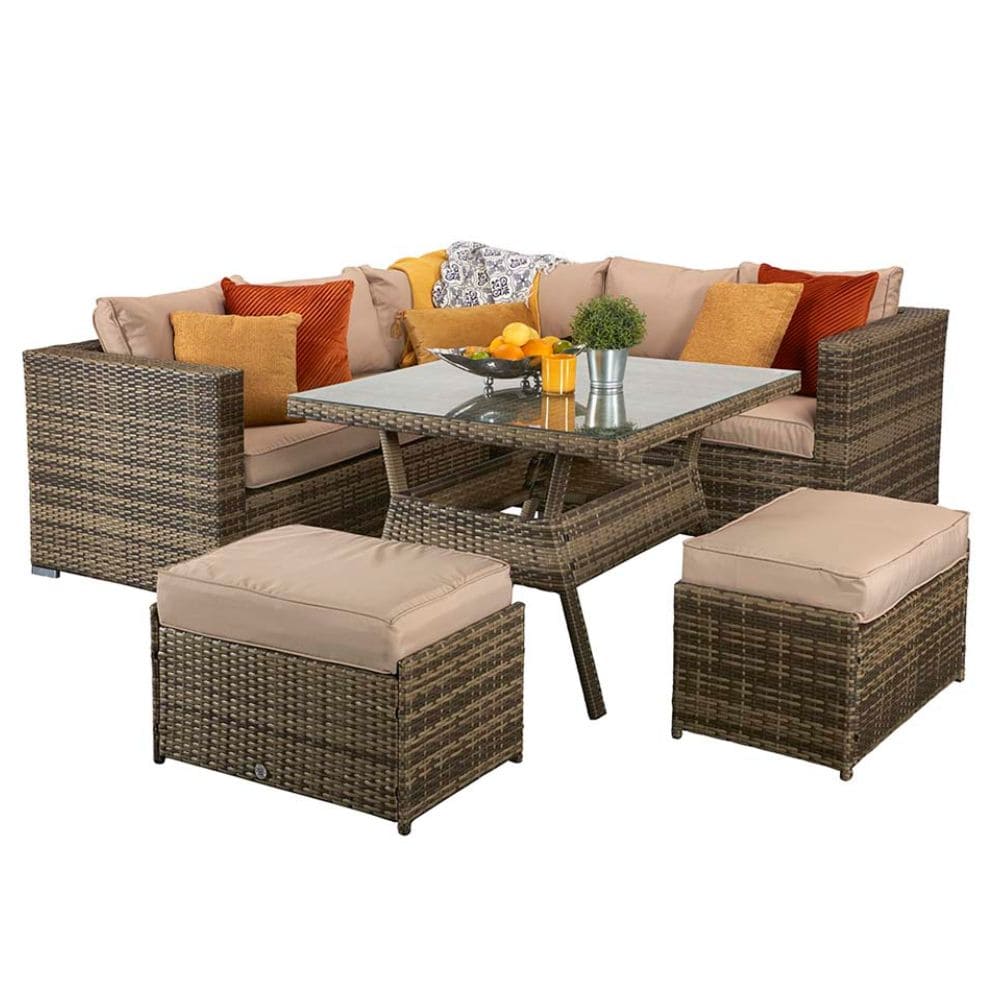 Georgia Rattan Corner Dining Set Mixed Brown