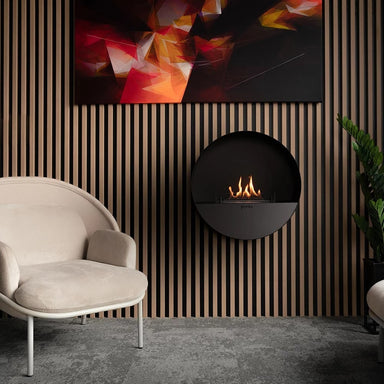 planika bubble wall and floor freestanding bioethanol fireplace lifestyle on wall decor view