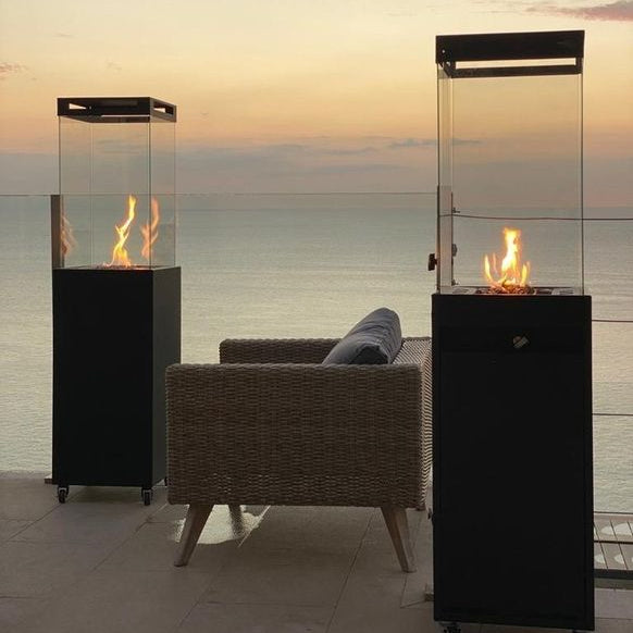 planika faro outdoor gas patio heater hospitality lifestyle next to ocean view