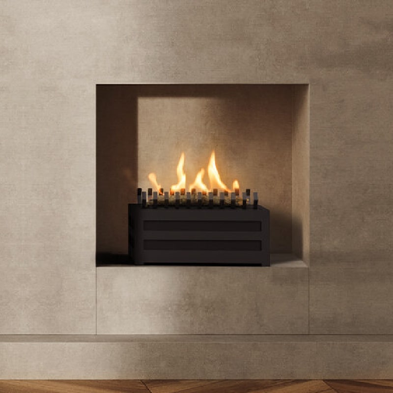 planika Senso basket freestanding bioethanol fireplace  lifestyle close up view