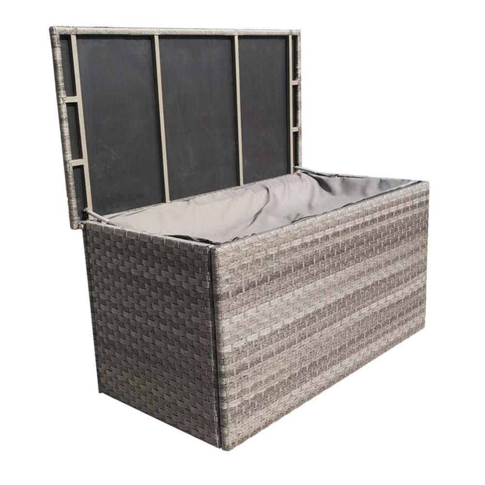 Rattan Cushion Storage Box In Multi Grey - Large