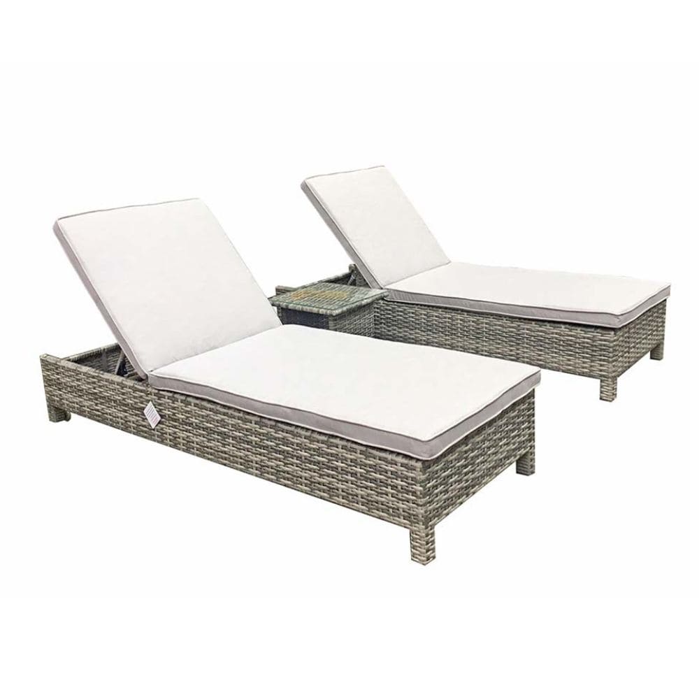 Sarena Sunbed Set In Grey Victoria Weave