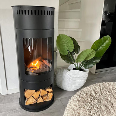 scandiflames washington freestanding bioethanol stove living room next to plants view