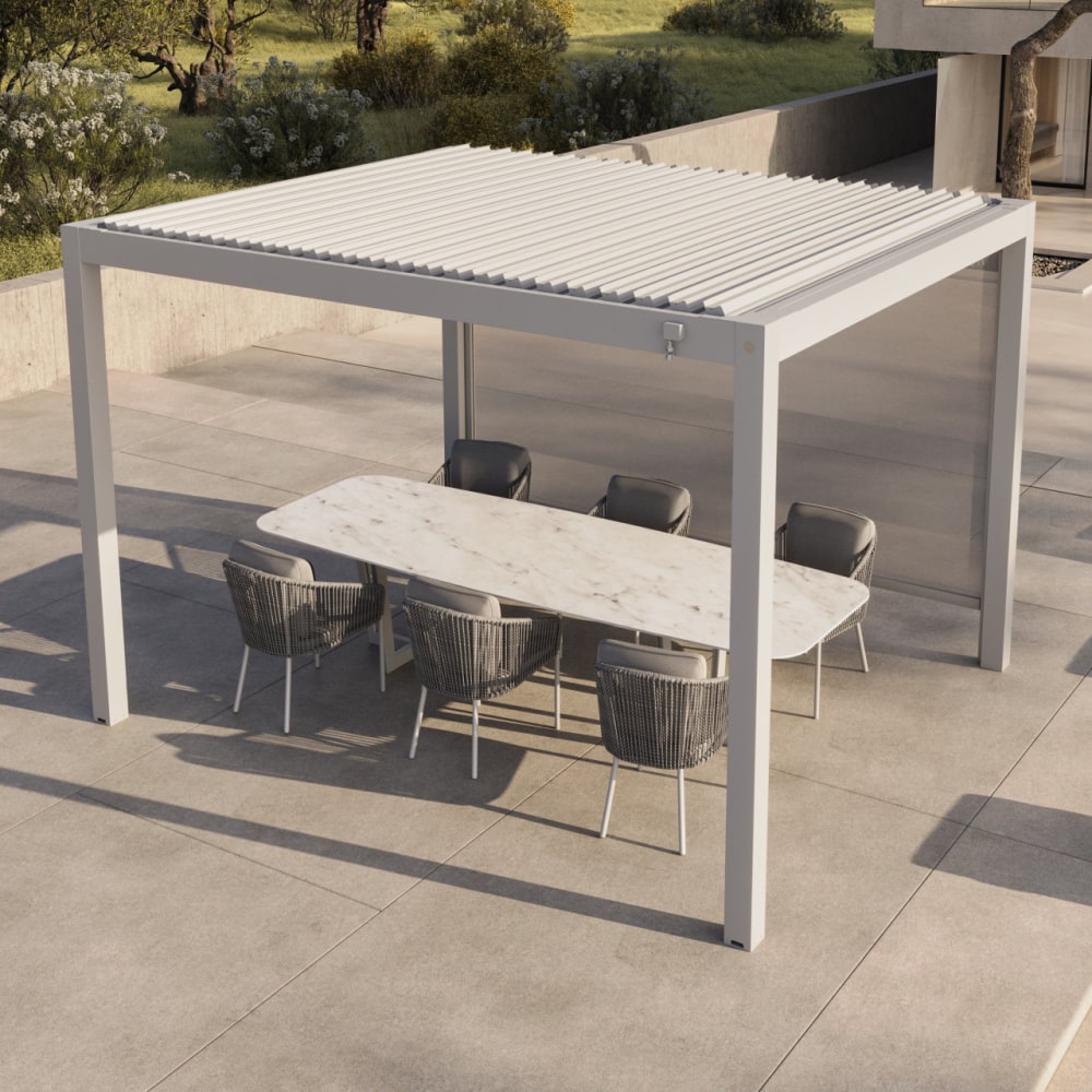 suns lifestyle luxe louvered roof led pergola high view