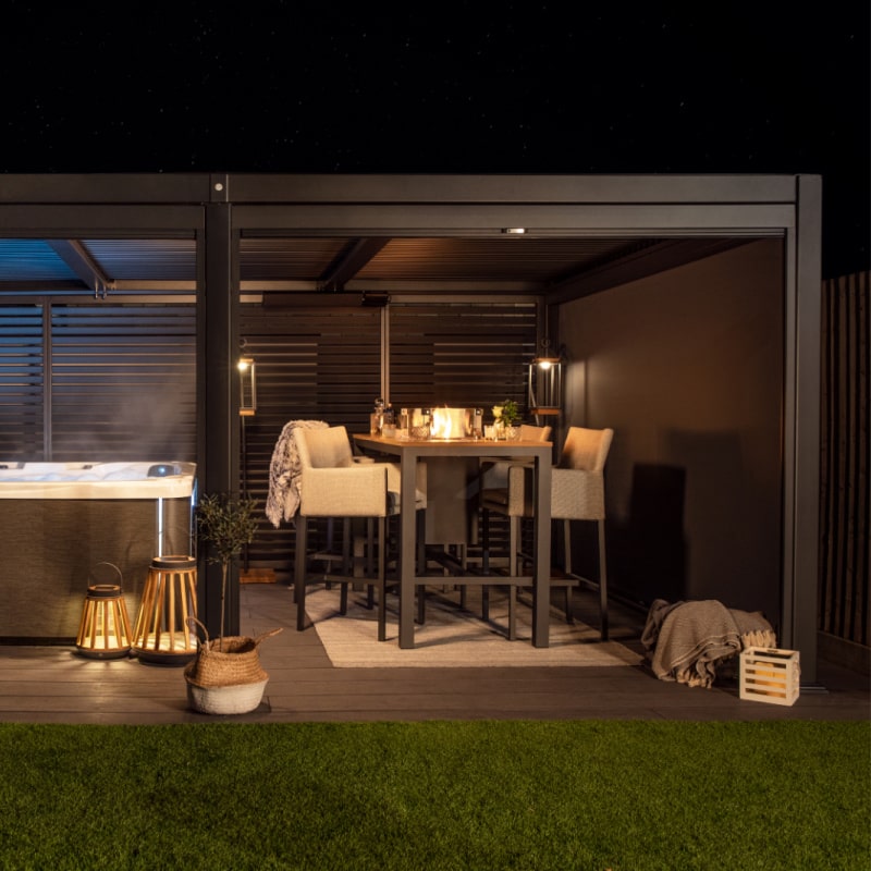 suns lifestyle maranza vented pergola night view